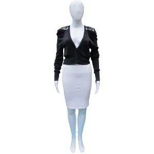 LINE VNECK EMBELLISHED SHOULDERS CARDIGAN