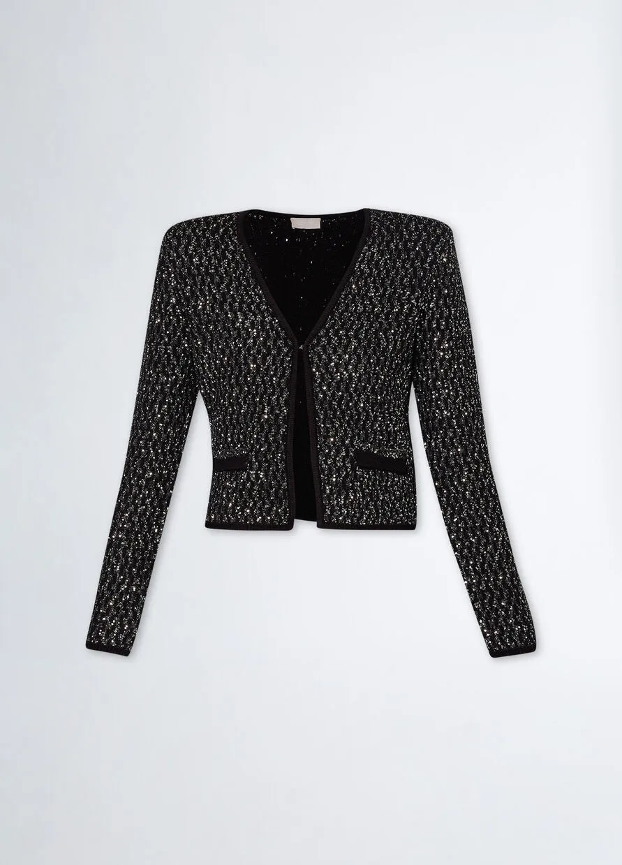 Liu Jo - Knit Sequins Cardigan in Black/Silver