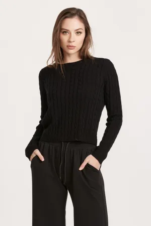 Lupe Cable Knit Sweater- Black