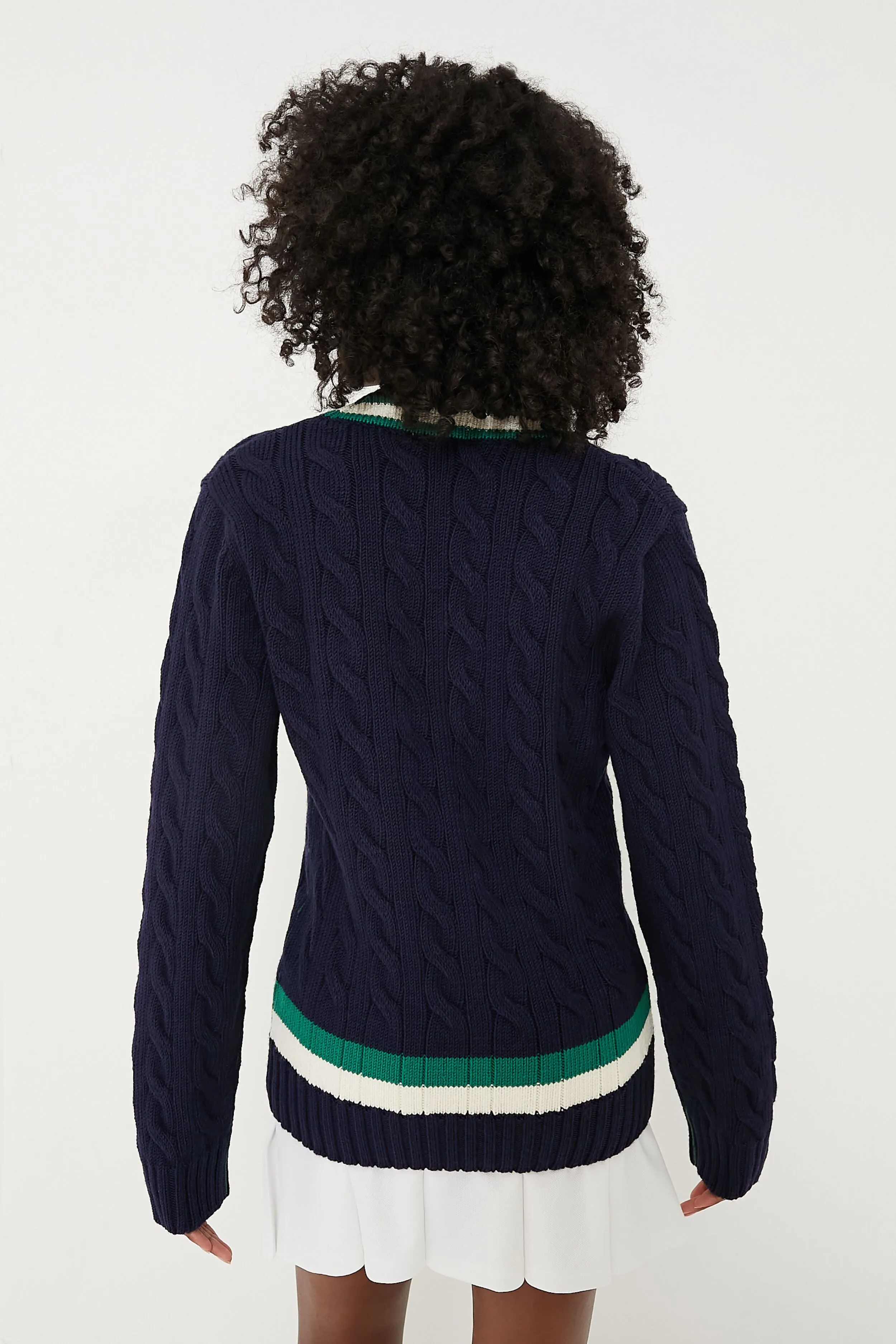 Marine Classic Cable Knit Tennis Sweater