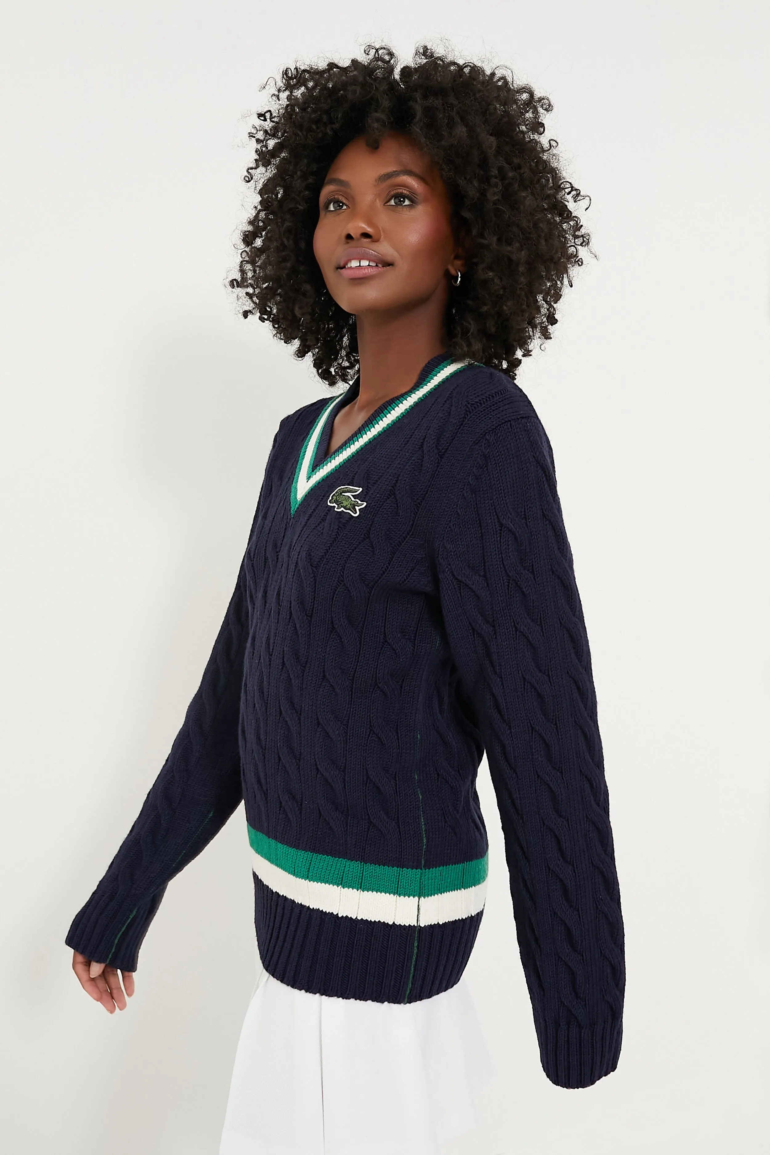 Marine Classic Cable Knit Tennis Sweater