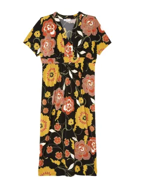 Mariosousa Short Kimono Sleeve Maxi Dress | Black / Gold