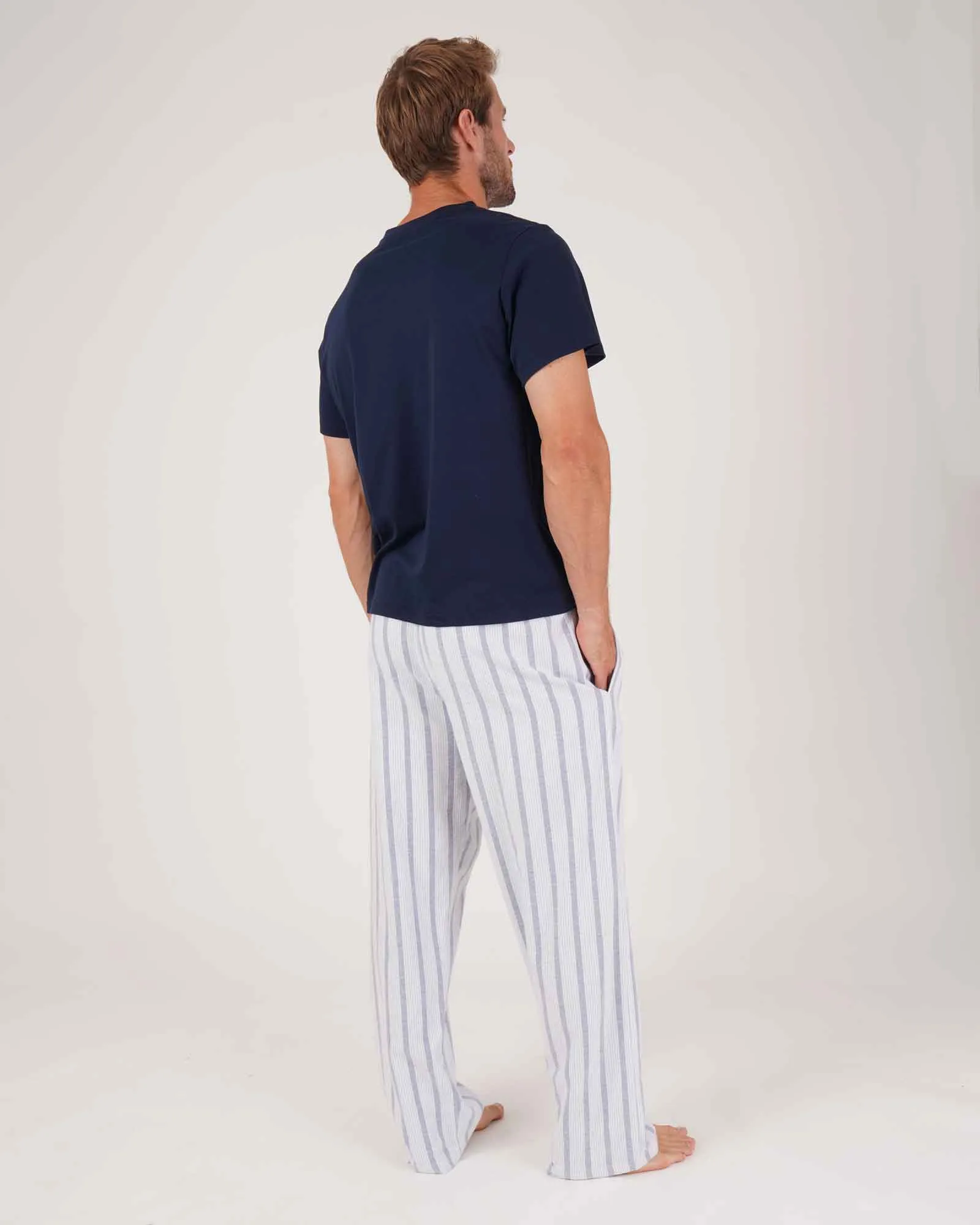 Men's Brushed Cotton Pyjama Trousers - Ripple Stripe