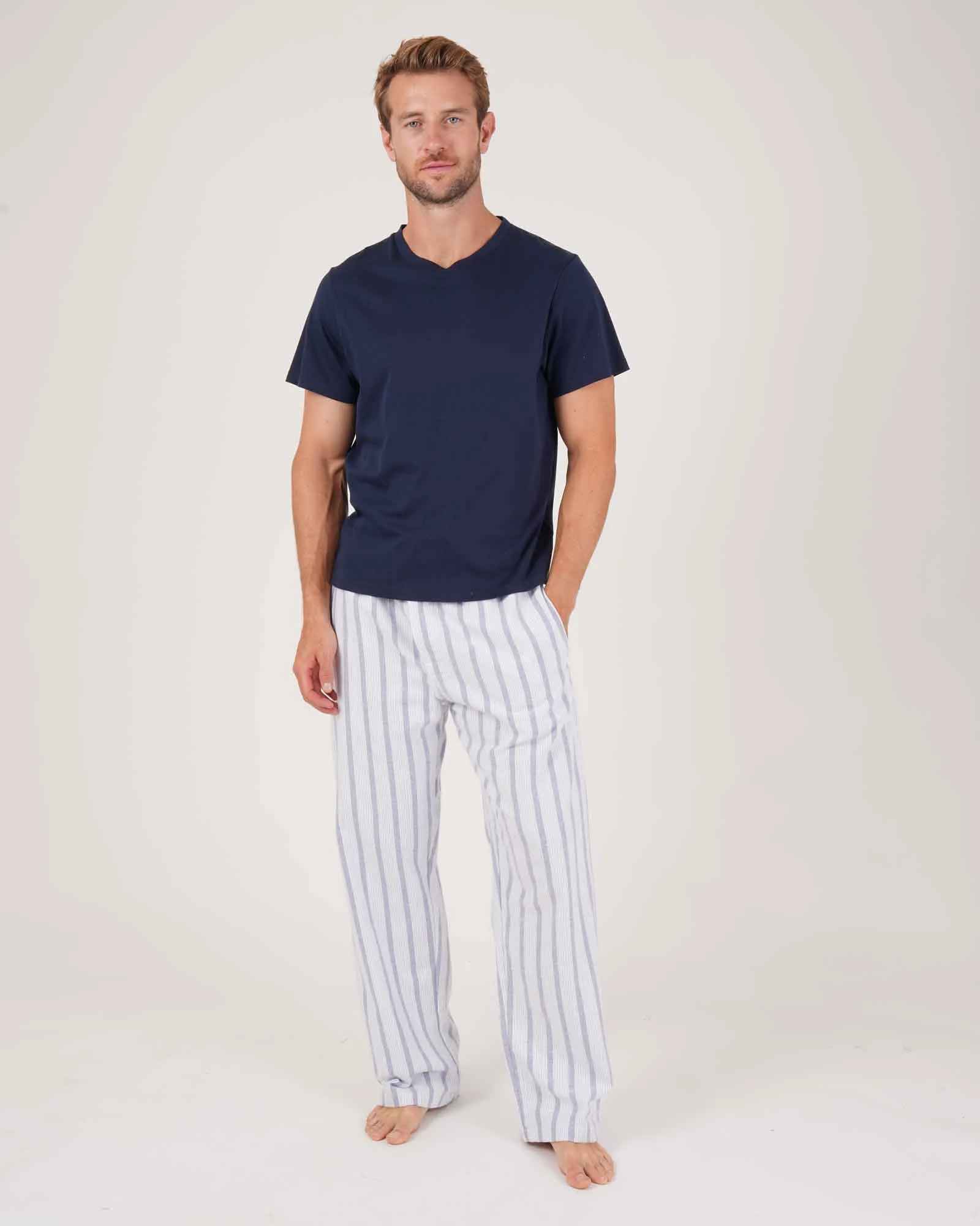 Men's Brushed Cotton Pyjama Trousers - Ripple Stripe
