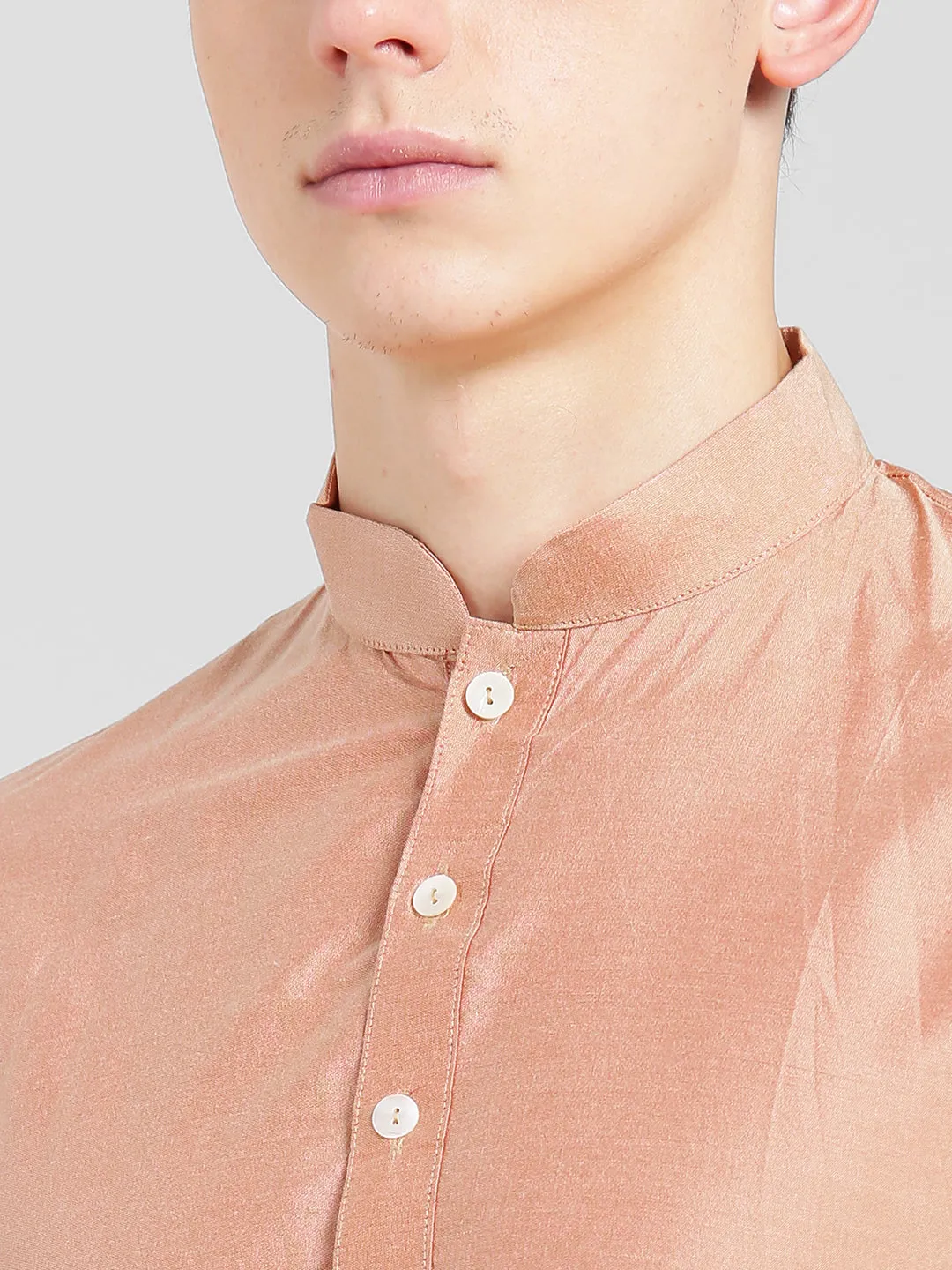 Men's Peach Kurta Trousers Set