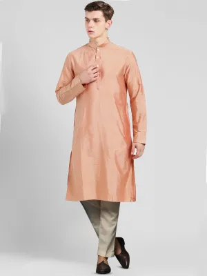 Men's Peach Kurta Trousers Set