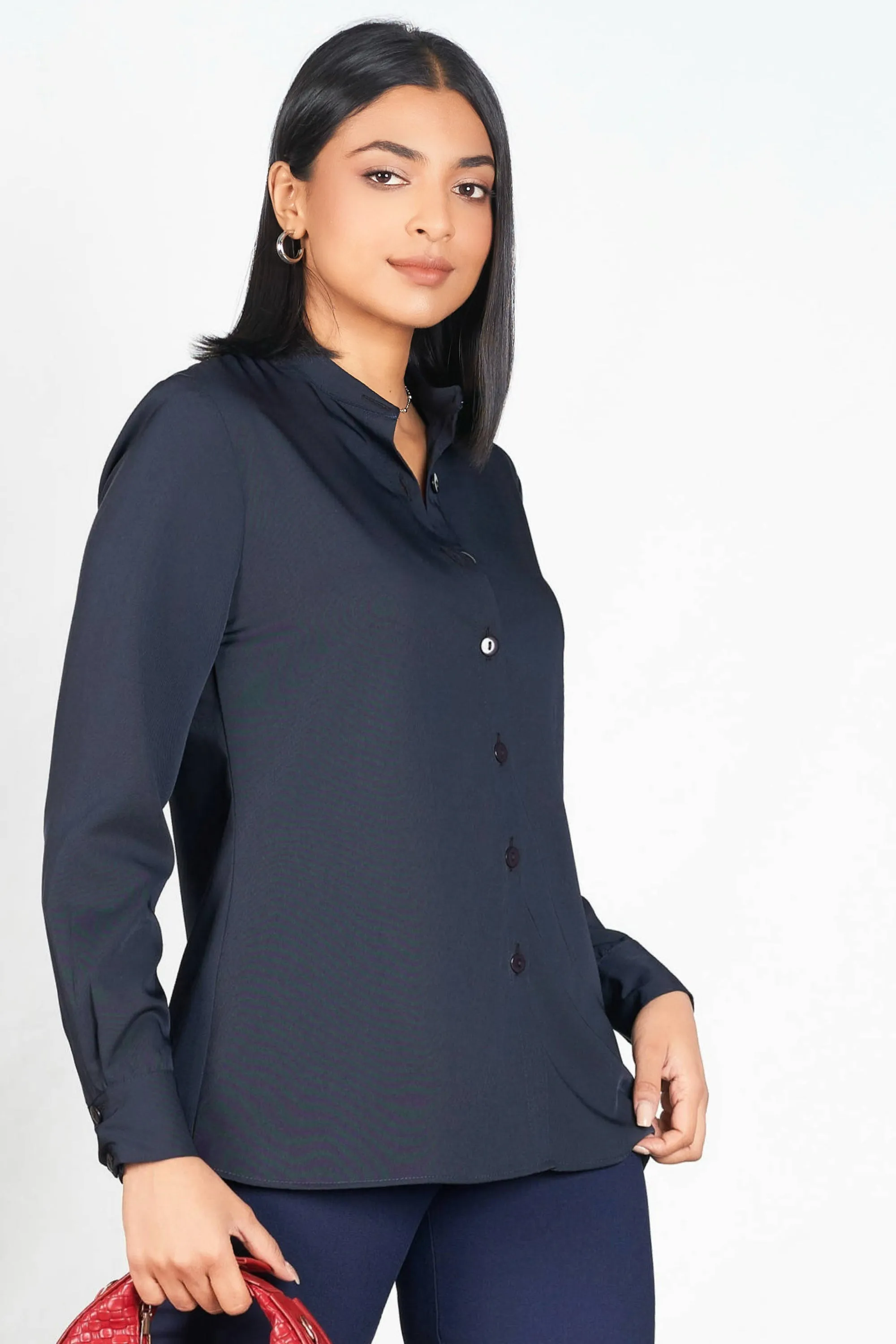 Navy Mandarin Shirt