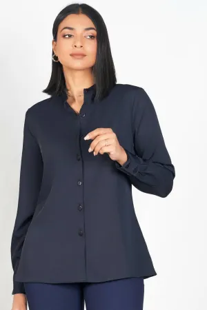 Navy Mandarin Shirt