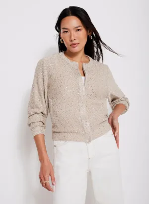Neutral Sequin Knit Cardigan