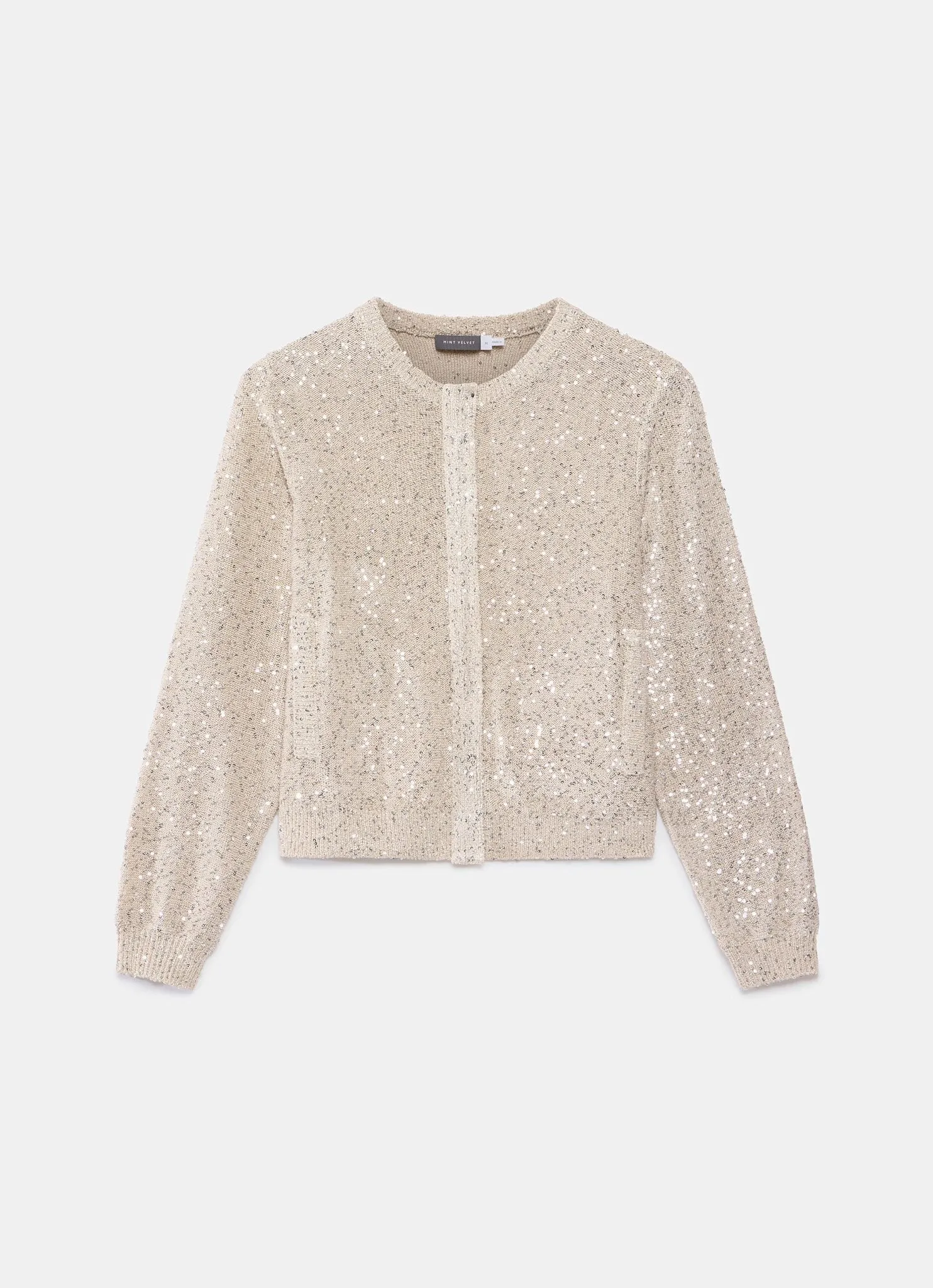 Neutral Sequin Knit Cardigan