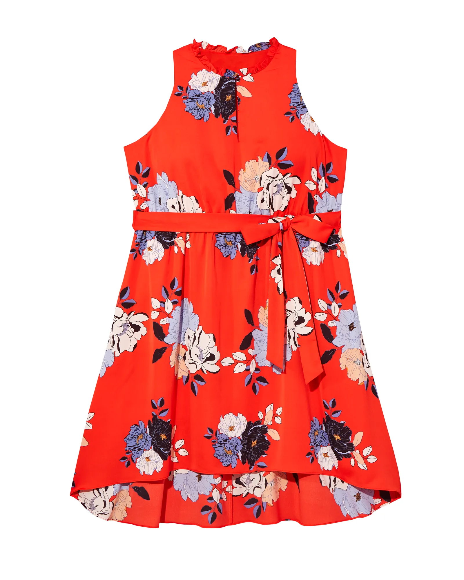 Newnan High-Low Maxi Dress | Red / Light Blue