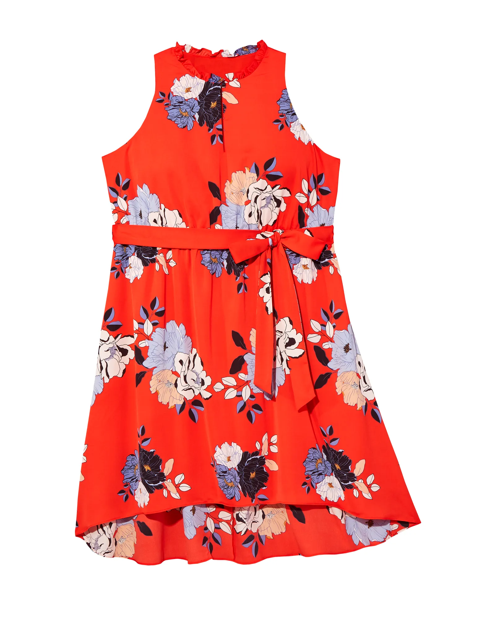 Newnan High-Low Maxi Dress | Red / Light Blue