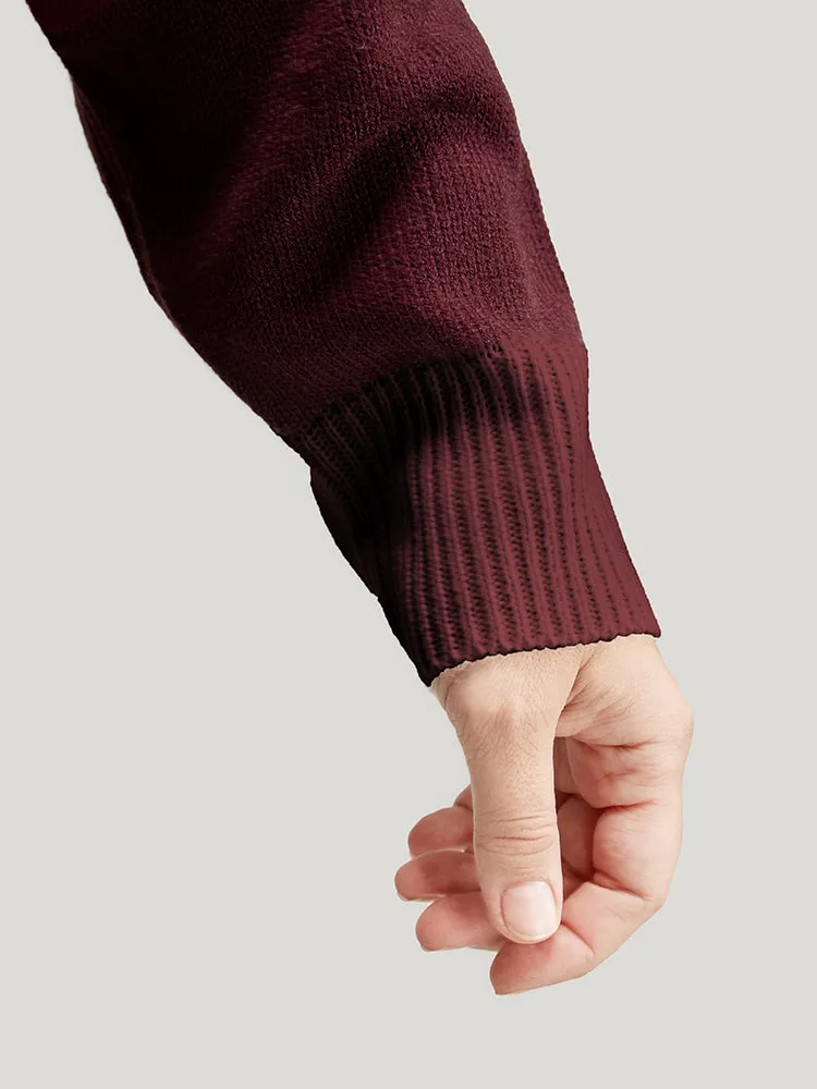 Ombre Contrast Pointelle Knit Round Neck Knit Top