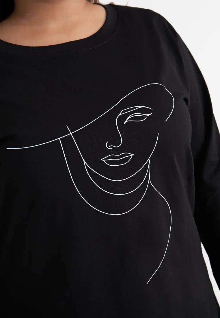 Outline Lady Women's Day 2022 Single Jersey Graphic Tee - Black