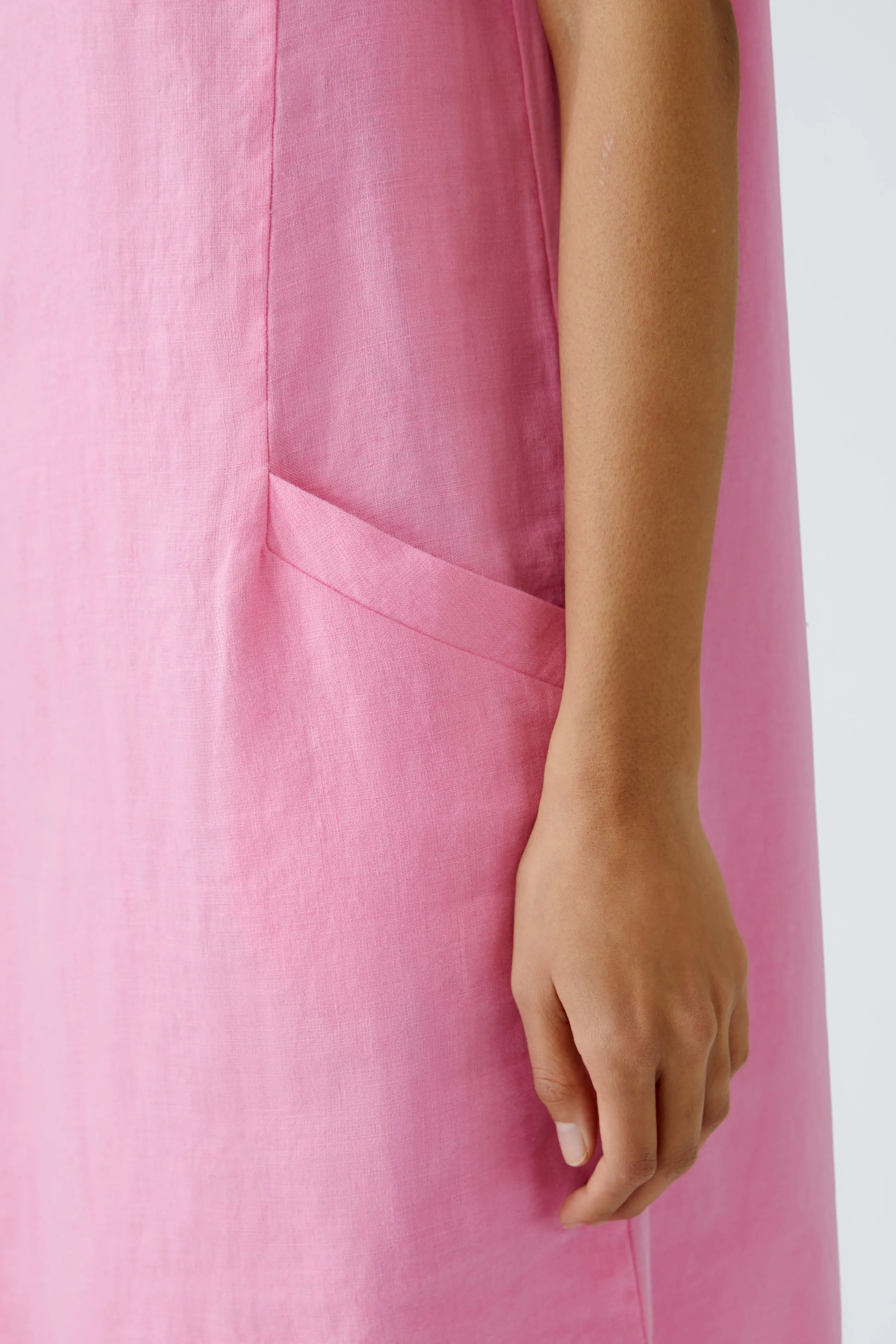 Pink Linen Shift Dress with Pockets