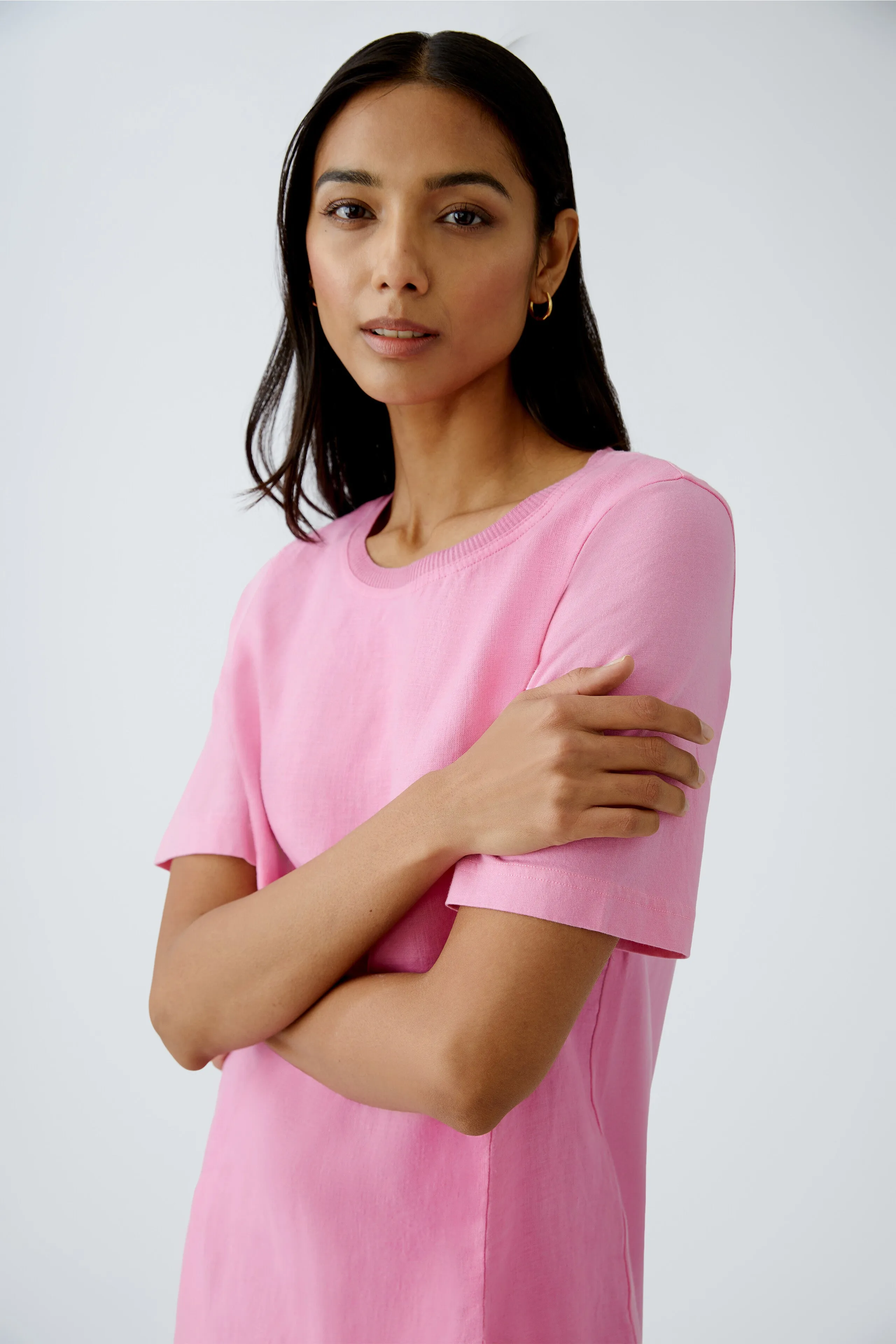 Pink Linen Shift Dress with Pockets