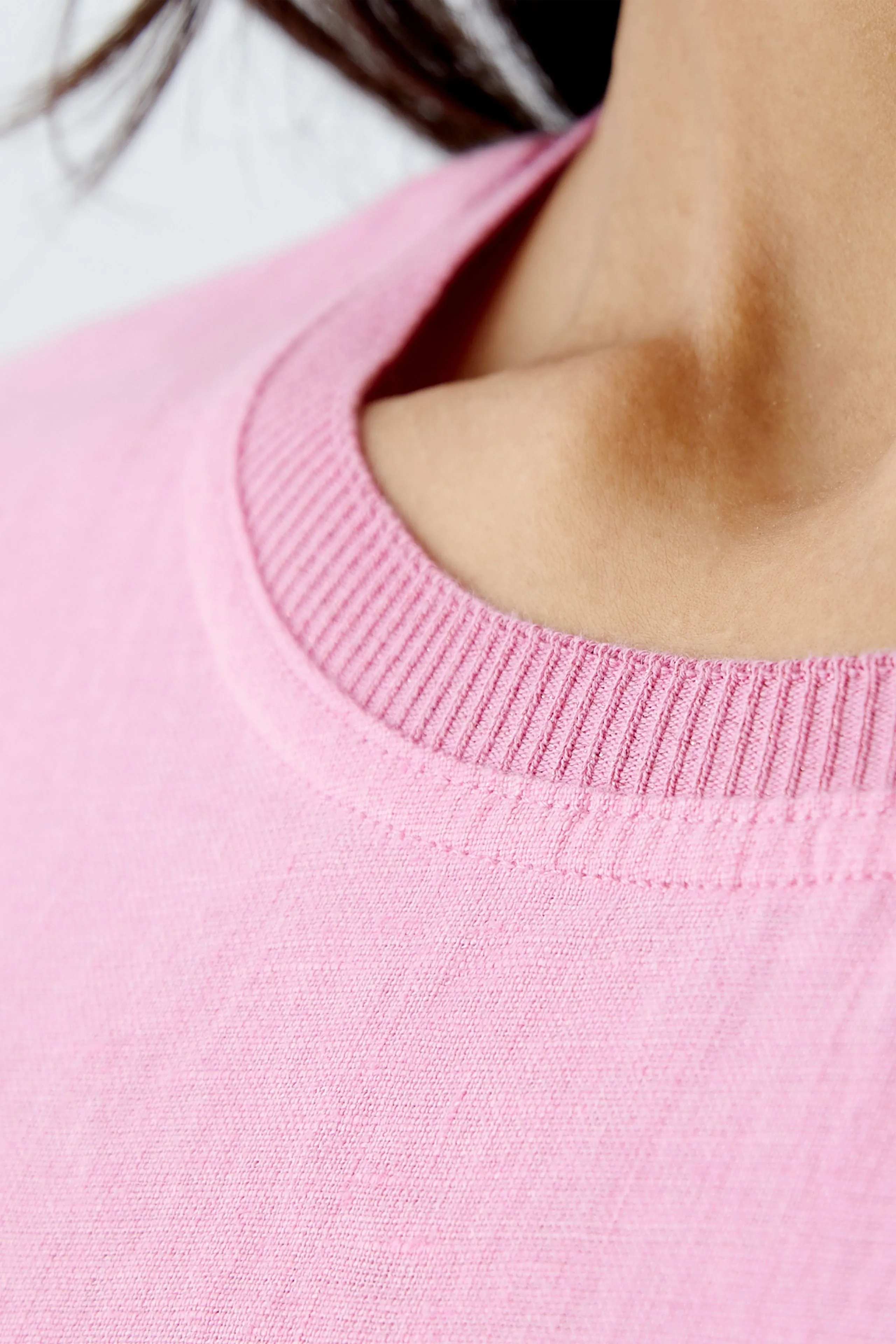 Pink Linen Shift Dress with Pockets