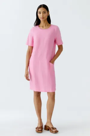 Pink Linen Shift Dress with Pockets