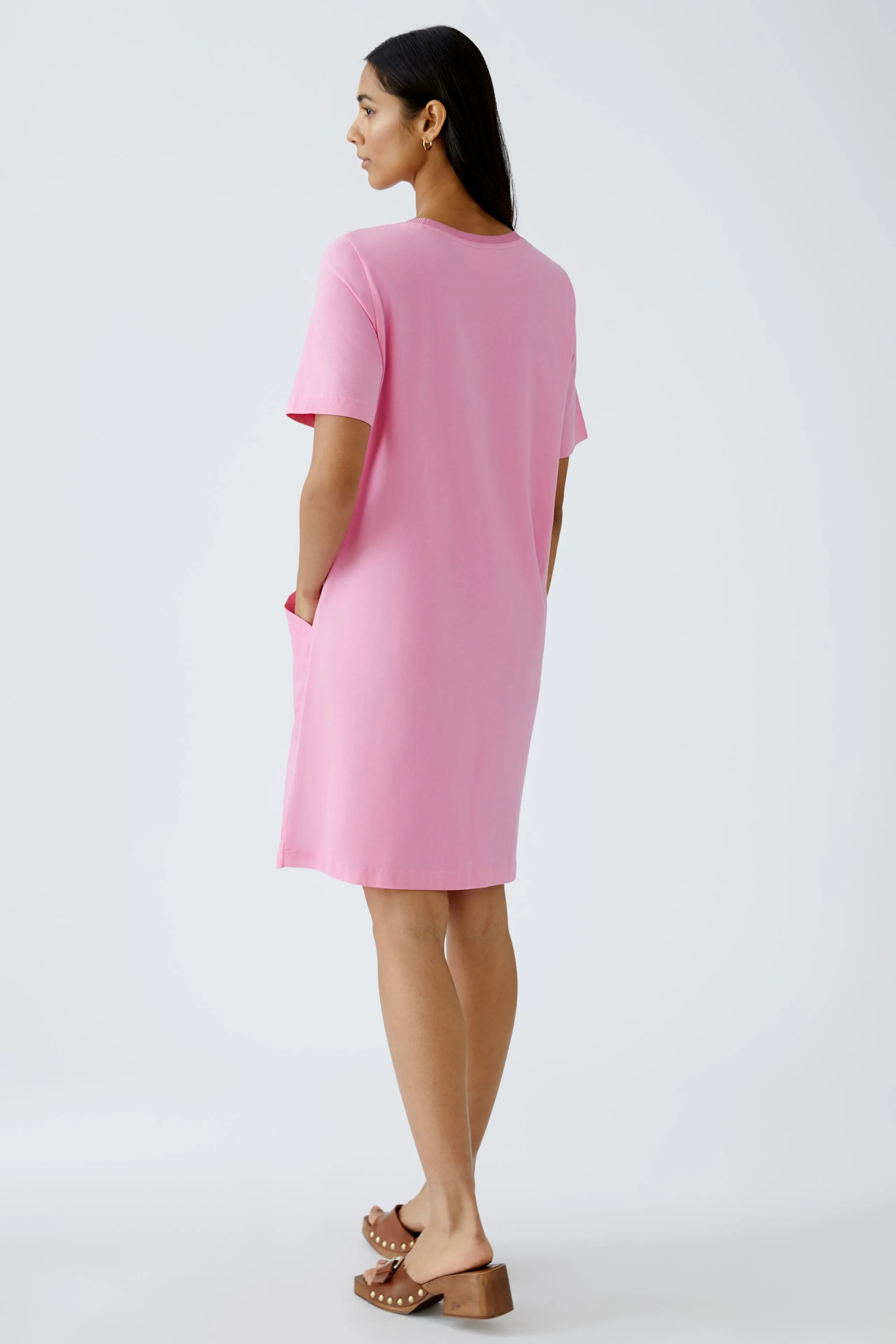 Pink Linen Shift Dress with Pockets