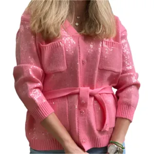 Pink Sequin Cardigan