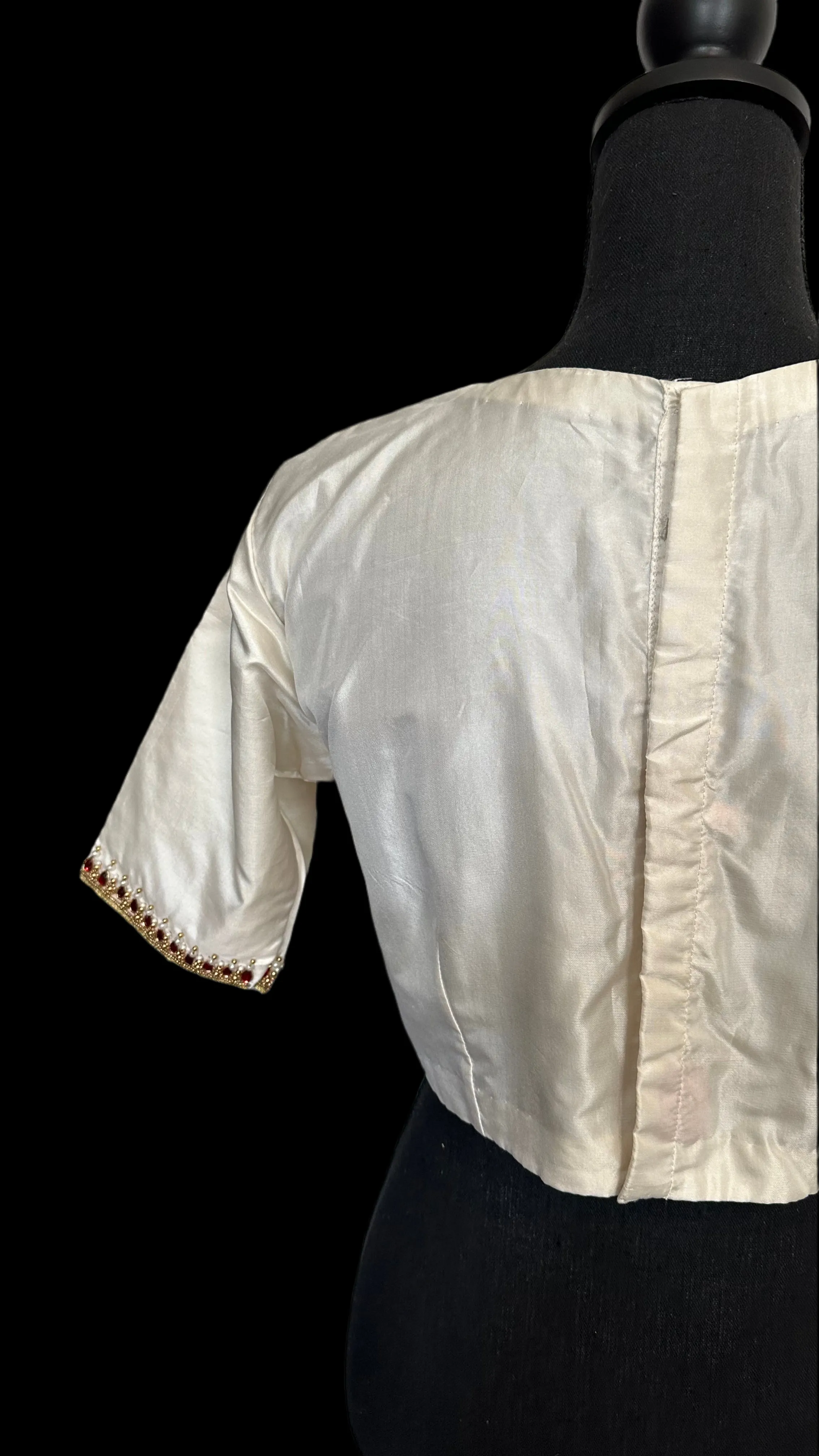 Pure crem silk blouses hand embroidered prestitched