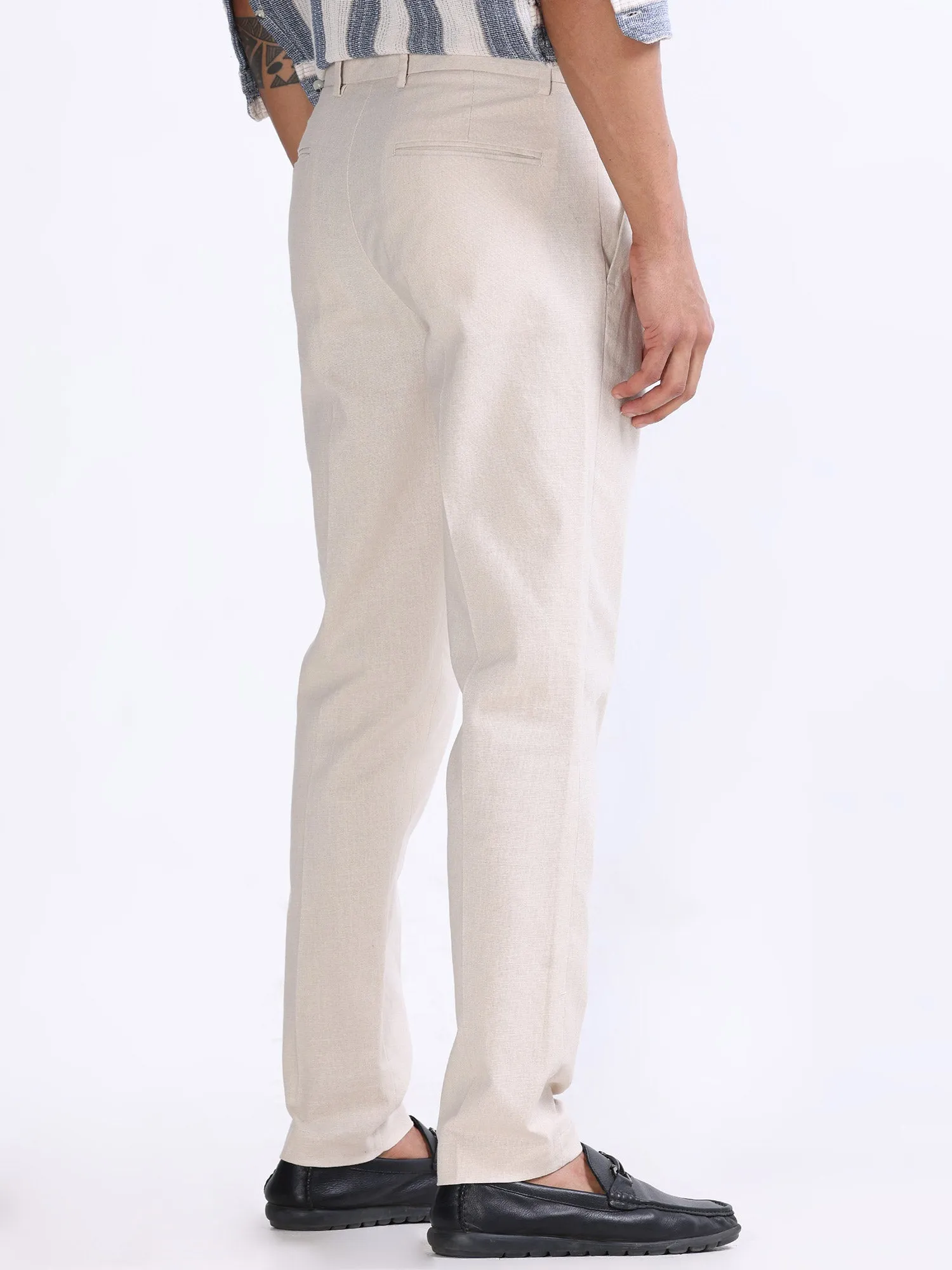 Raw Slub Cream Pleated Pant