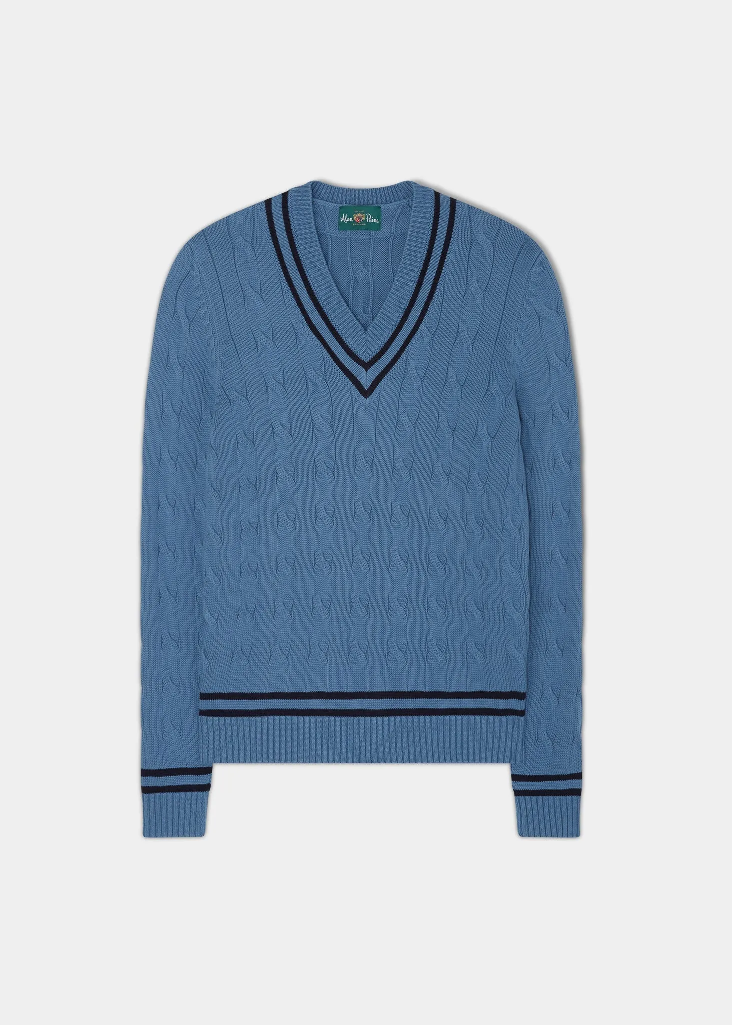 Sandridge Airforce/Navy Cotton Cricket Cable Knit Sweater