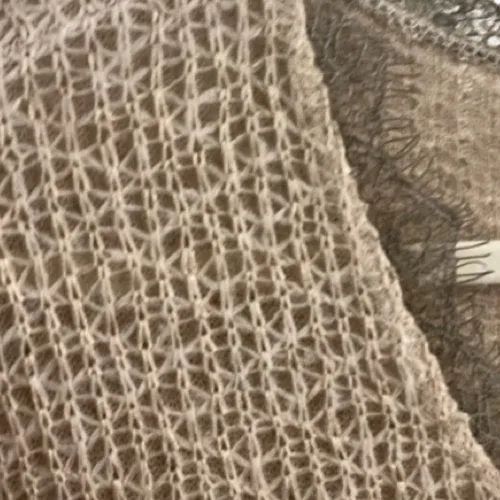 Sequin crochet vneck knit with lace detail