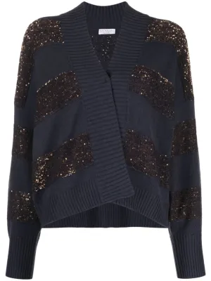 sequin-embellished knitted cardigan