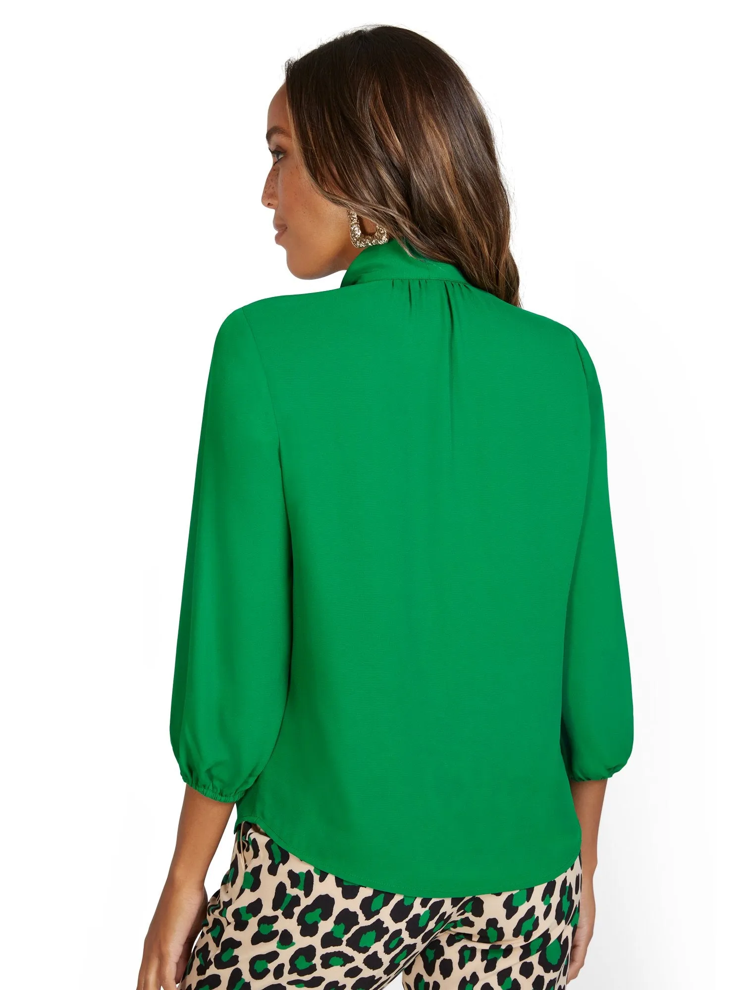 Side-Button Bow Blouse