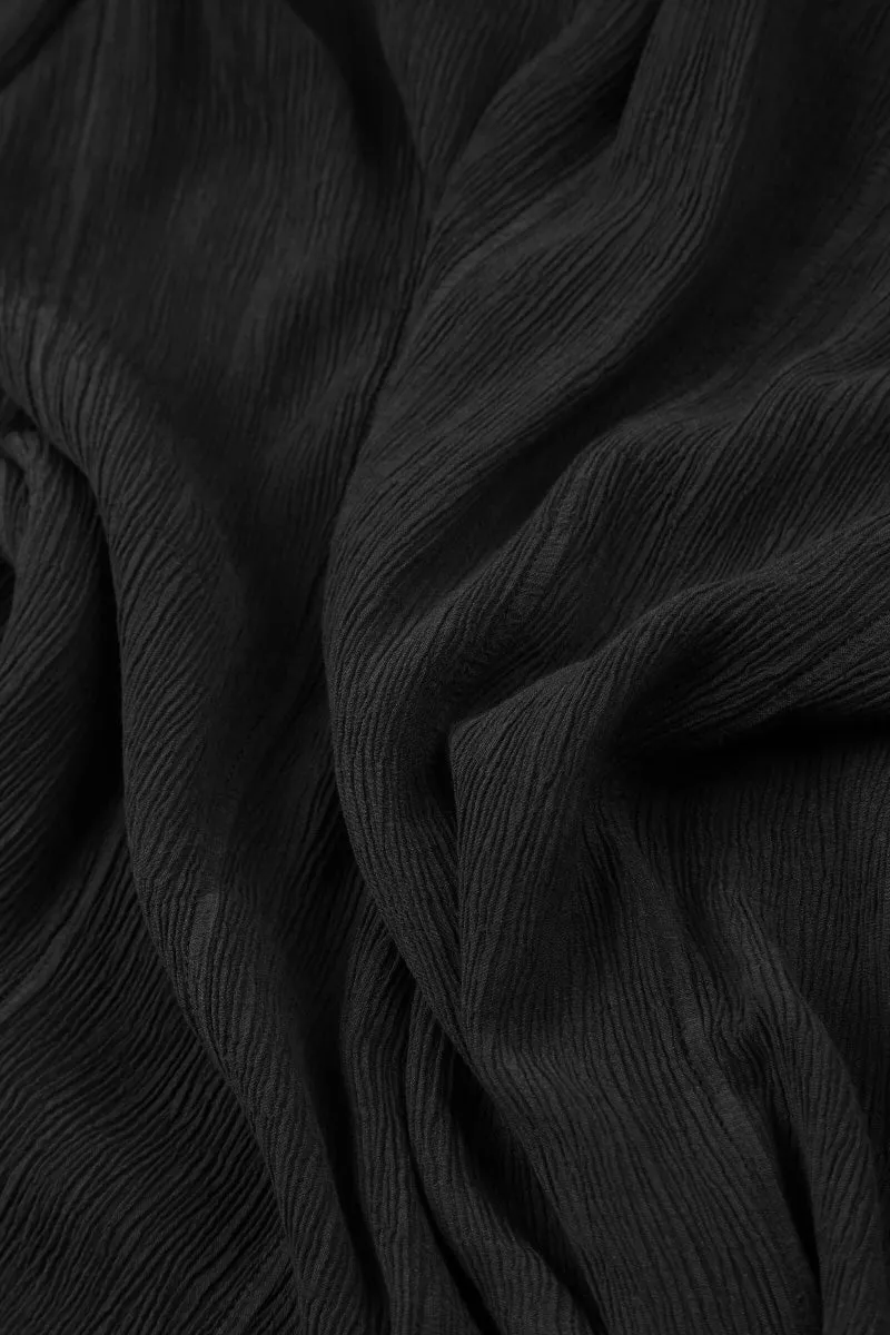 Straight Black Silk Viscose Trousers