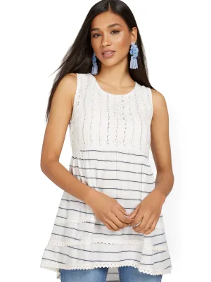 Stripe Crochet Tunic Tank