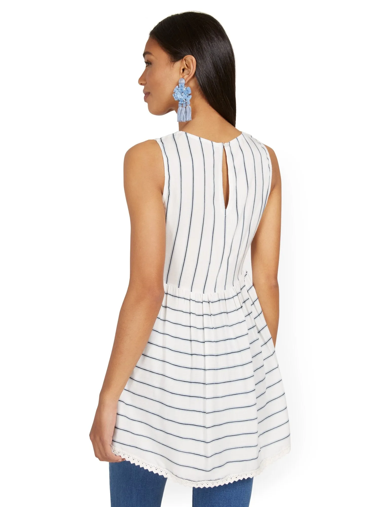 Stripe Crochet Tunic Tank