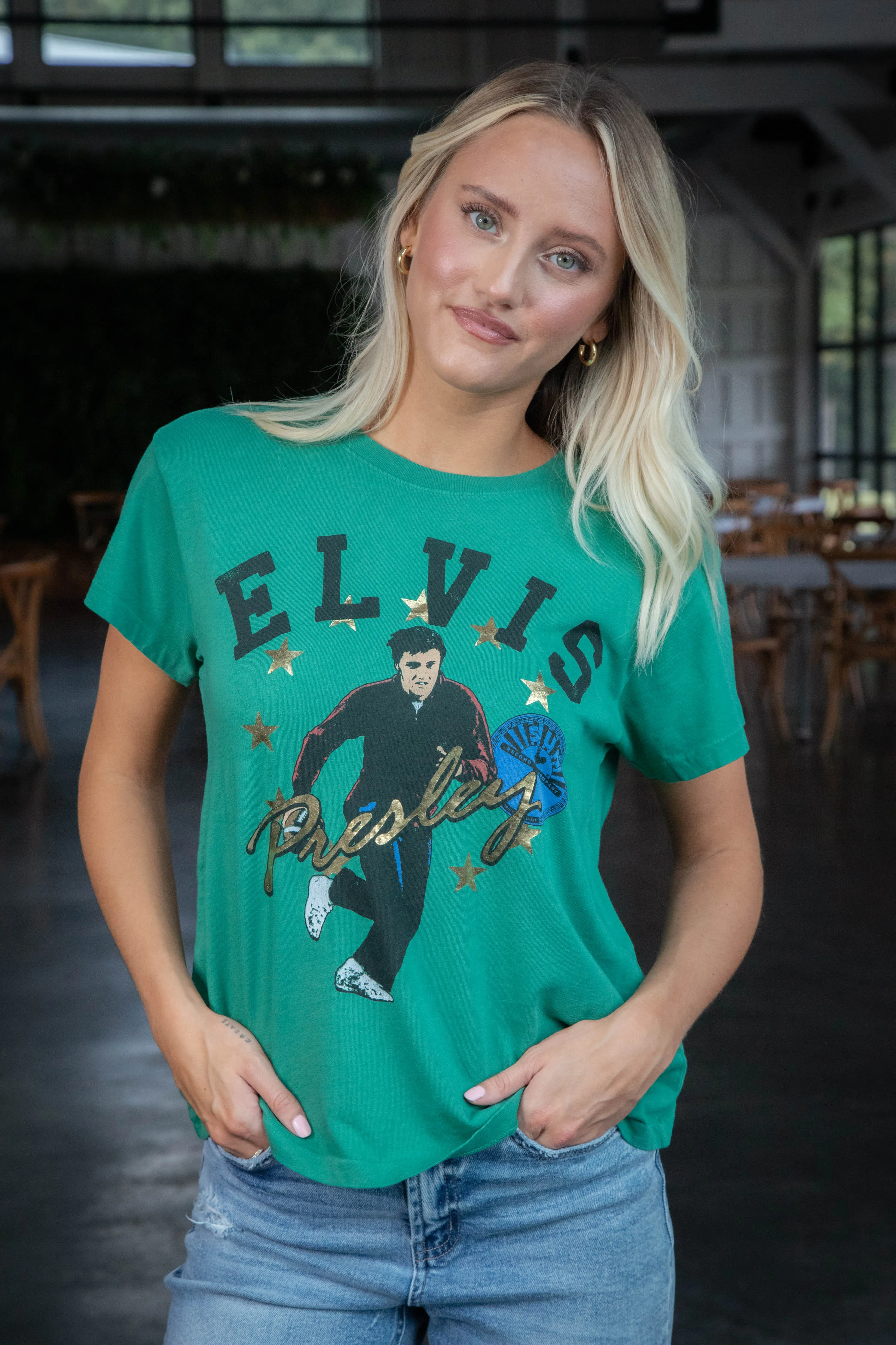 Sun Records Elvis Collegiate Tee, Jade | Daydreamer