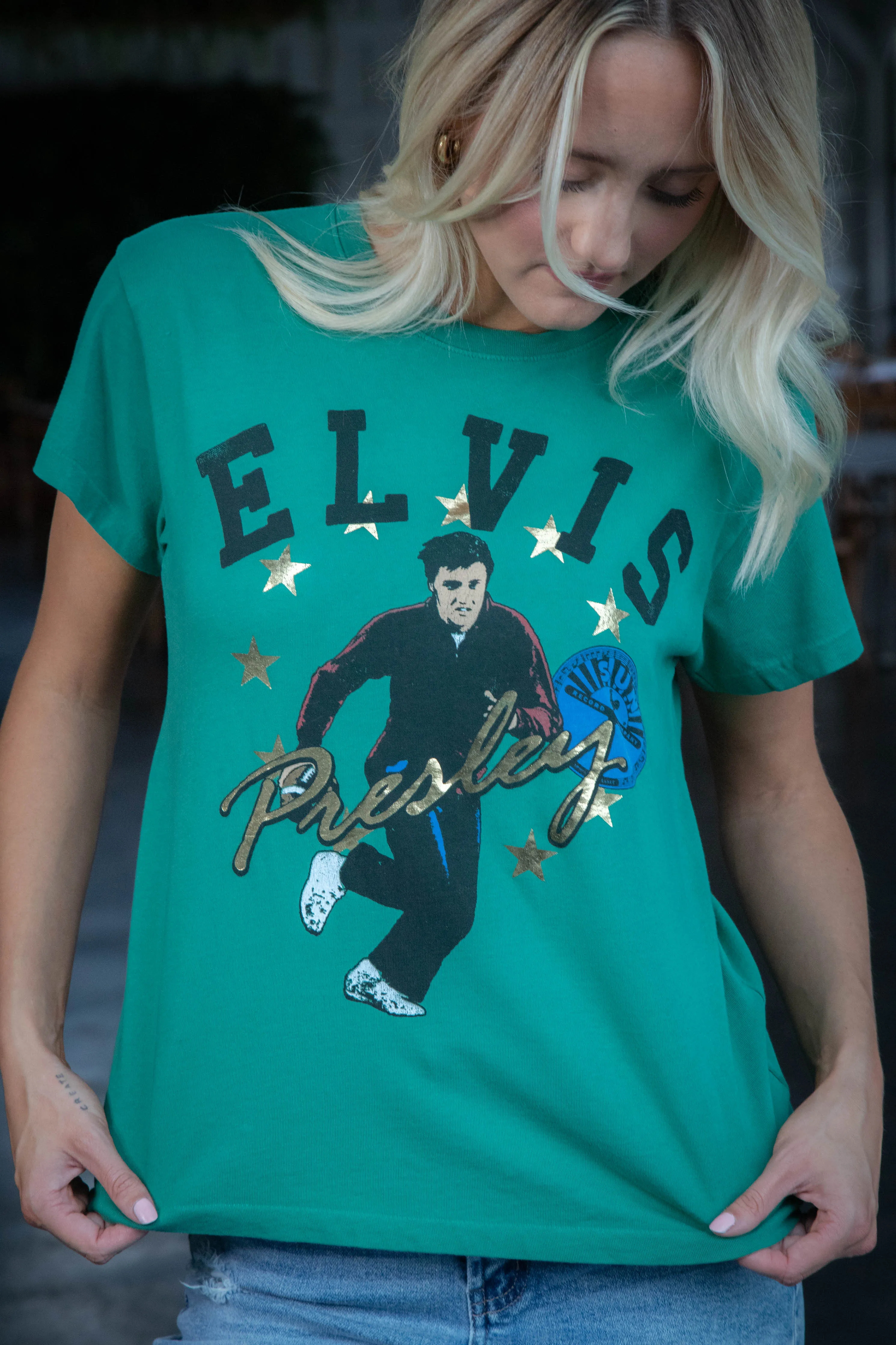 Sun Records Elvis Collegiate Tee, Jade | Daydreamer