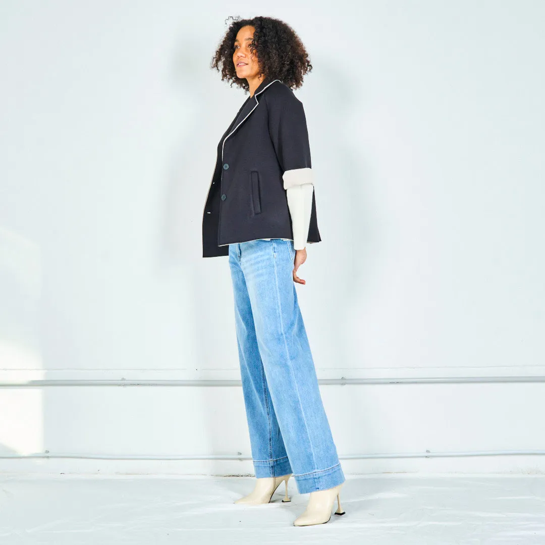 Tailored blazer with contrast piping wholesale