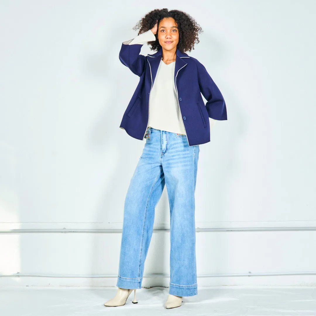 Tailored blazer with contrast piping wholesale