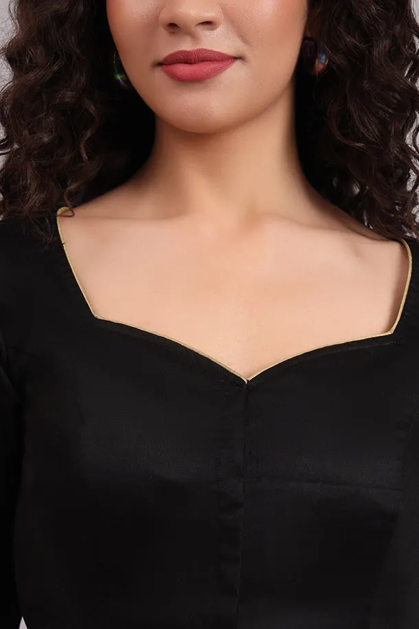 Tathagat Embroidered Cotton Blouse  Black