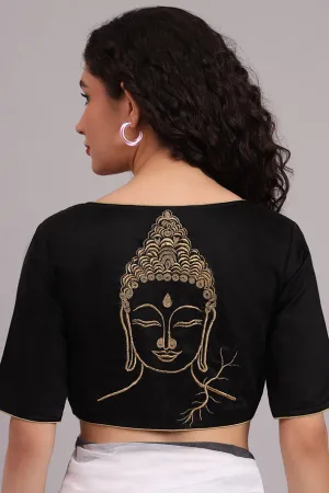 Tathagat Embroidered Cotton Blouse  Black