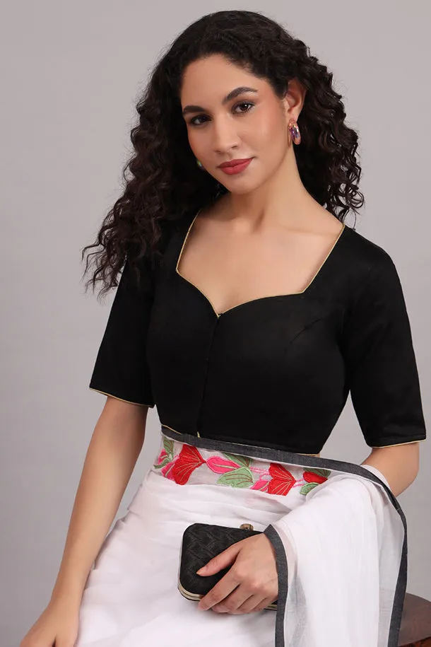 Tathagat Embroidered Cotton Blouse  Black