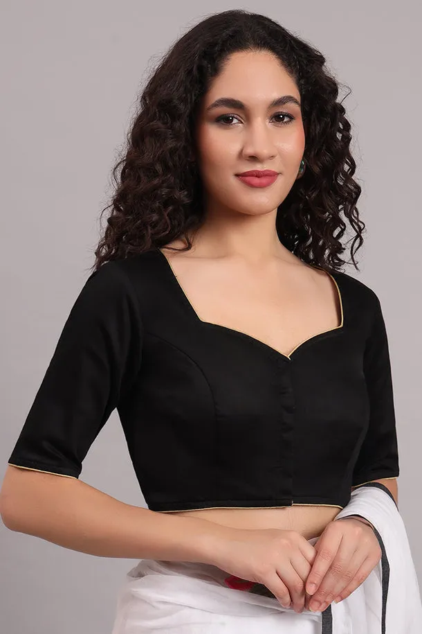 Tathagat Embroidered Cotton Blouse  Black