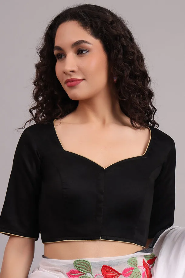 Tathagat Embroidered Cotton Blouse  Black