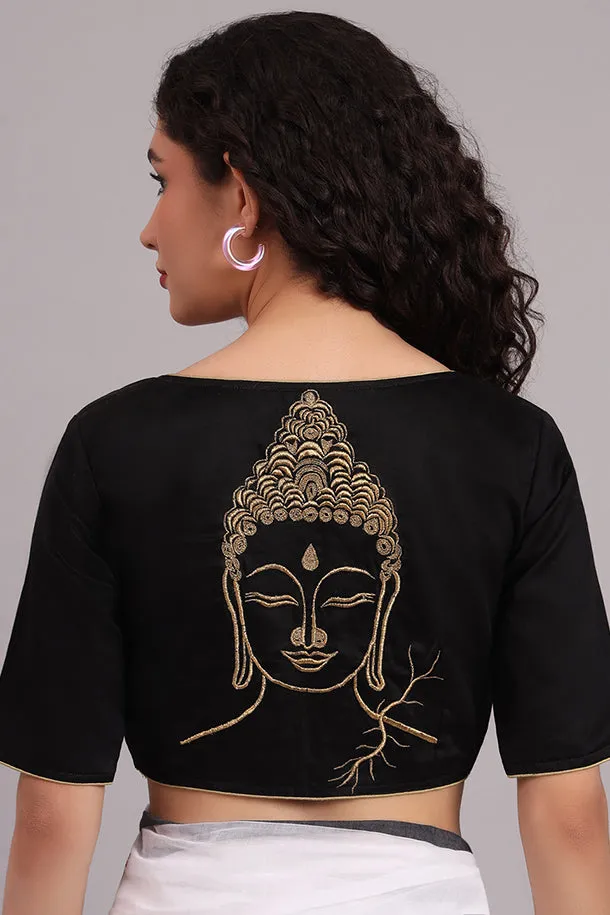 Tathagat Embroidered Cotton Blouse  Black