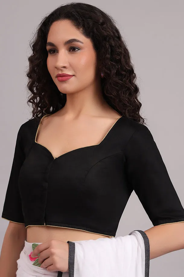 Tathagat Embroidered Cotton Blouse  Black