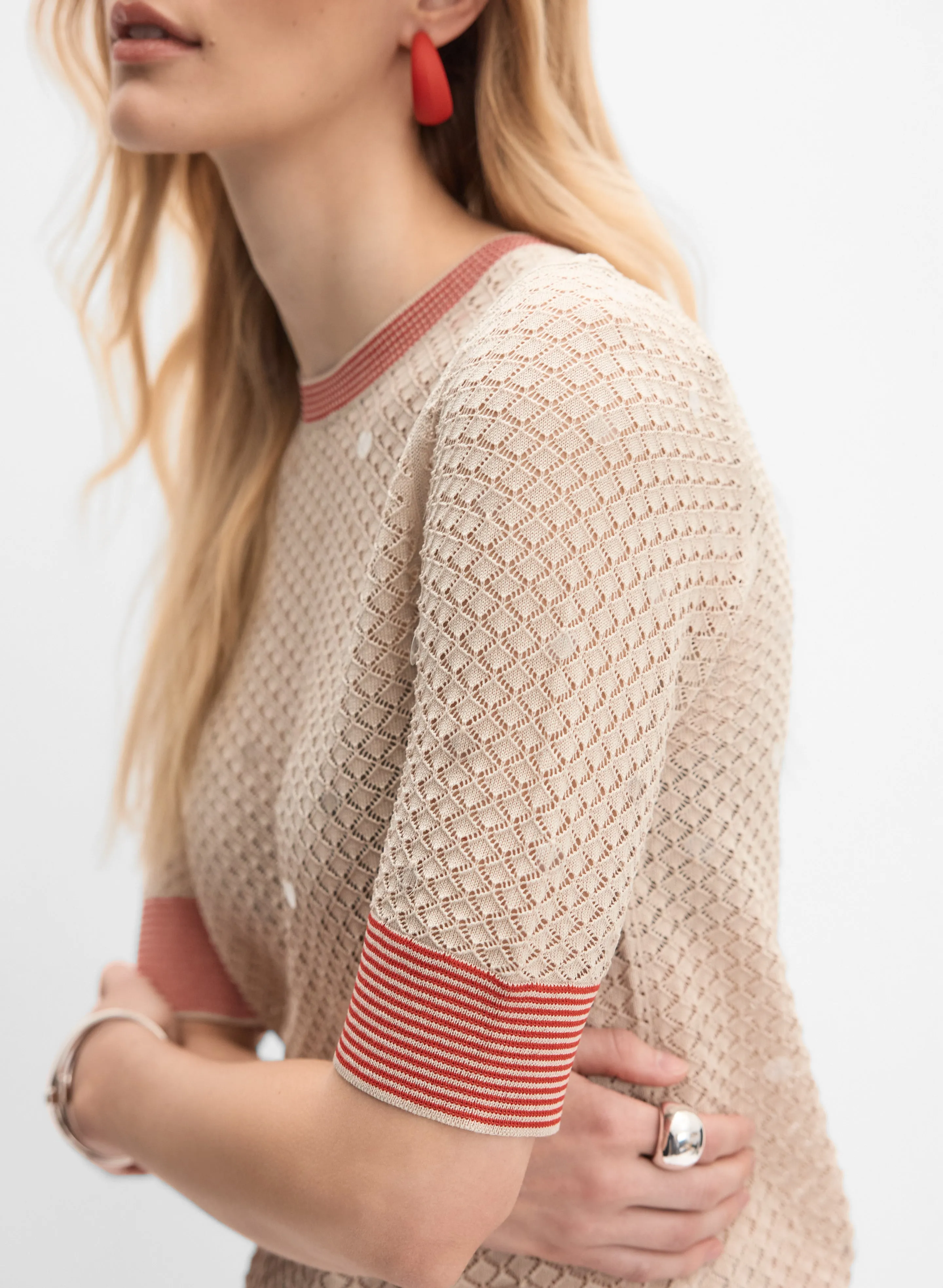 Textured Crew Neck Pullover