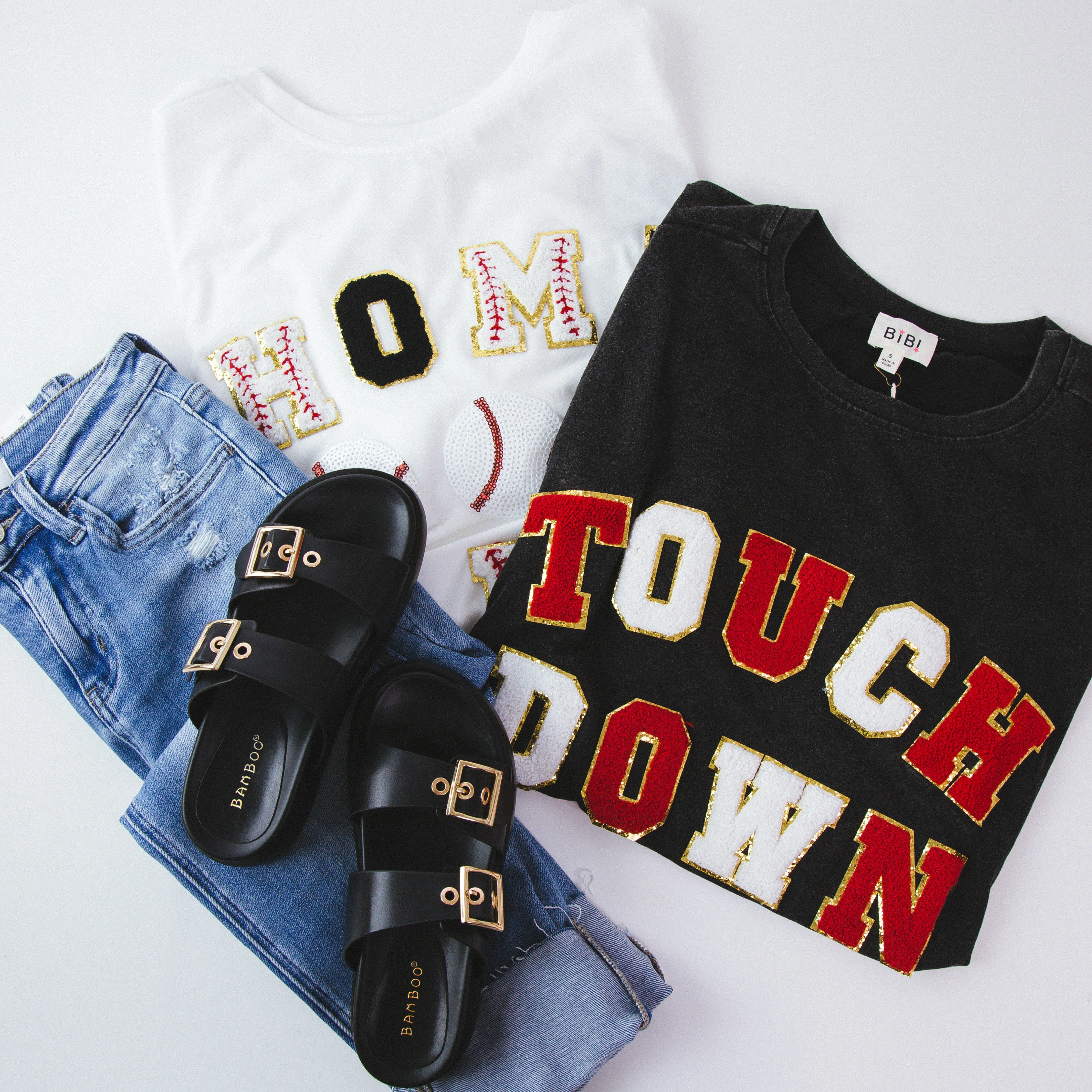 Touchdown Vintage Washed Tee, Black/Red