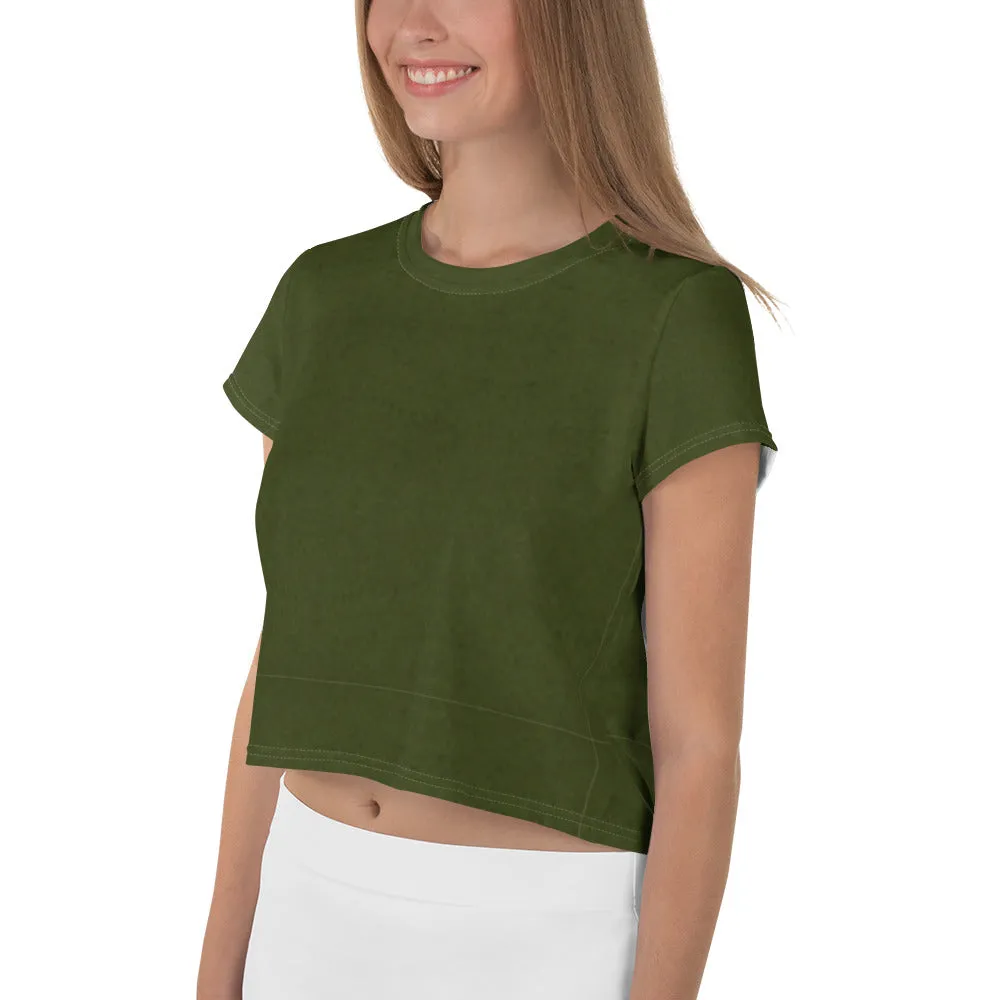 Tree Hugging Forest Green Crop Tee