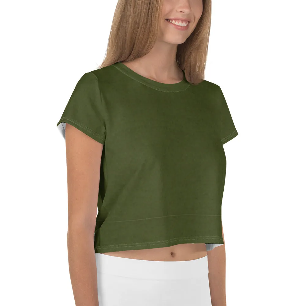 Tree Hugging Forest Green Crop Tee