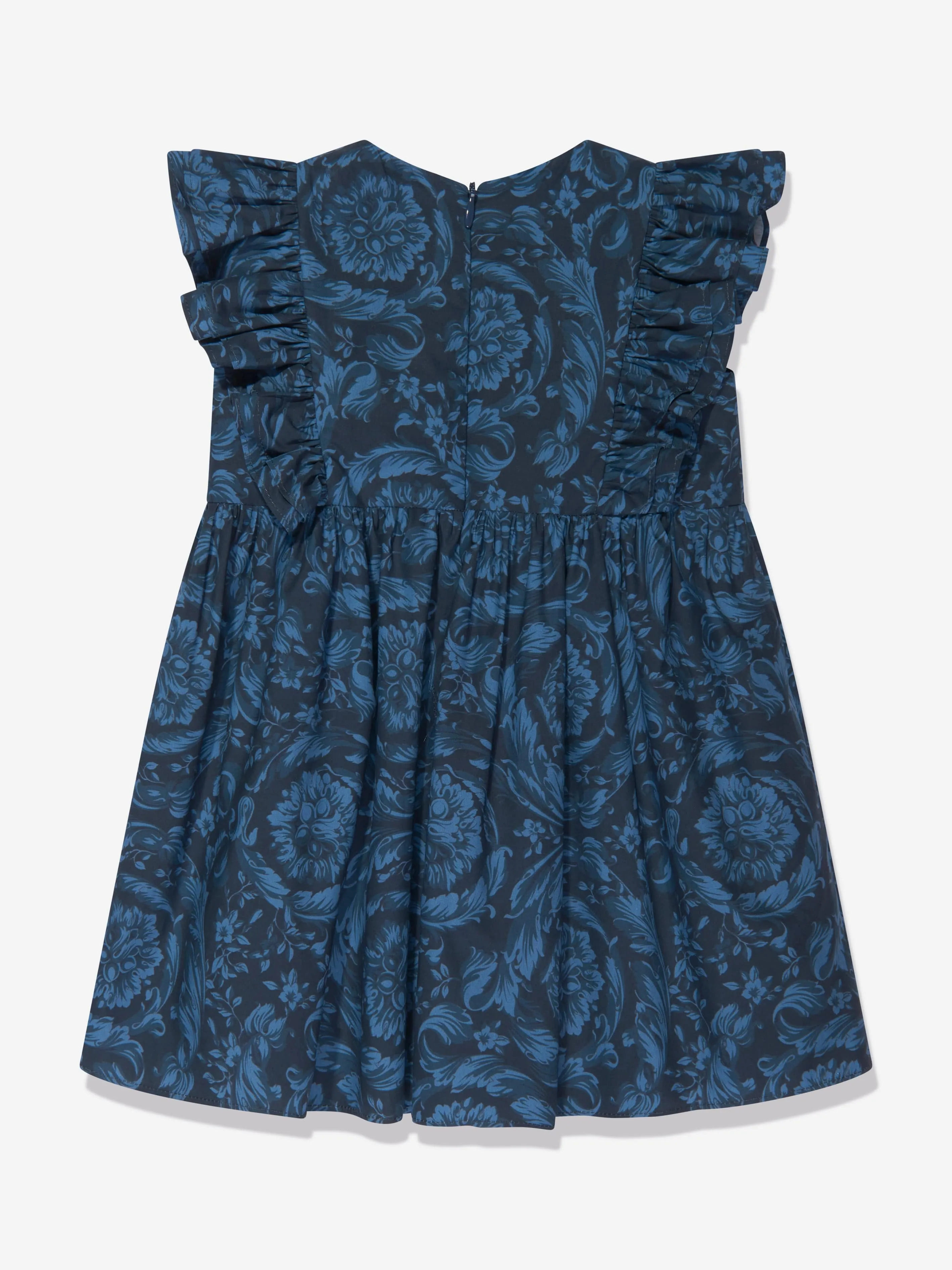 Versace Baby Girls Barocco Print Dress in Navy
