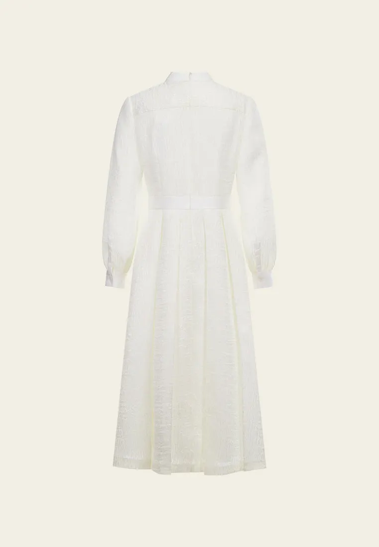 White Rhinestone Long-sleeved Evening Dress